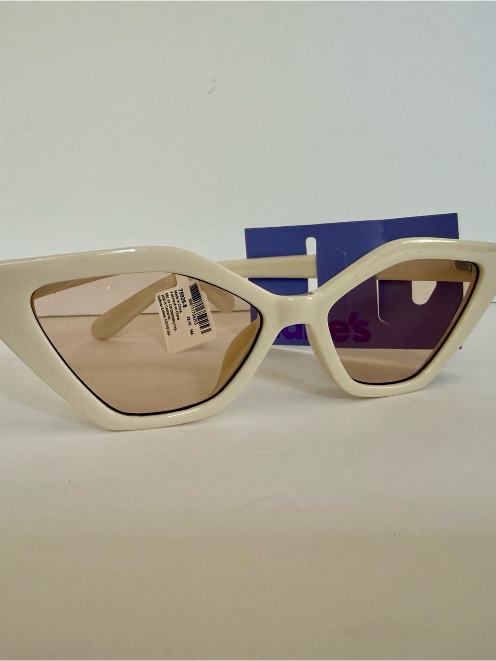 Claire's White Cat Eye Sunglasses with Pink Lenses